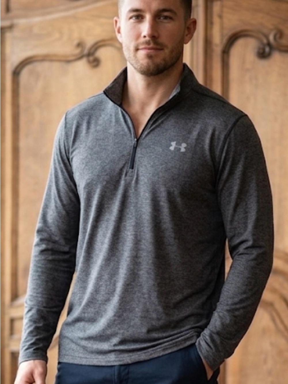Under Armour Threadborne Black/Grey 1/4 Zip Active Pullover